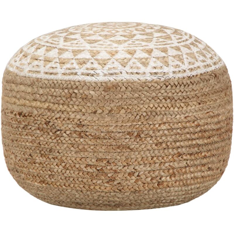 foto del prodotto vidaxl pouf lavorato a mano bianco 45x30 cm in juta