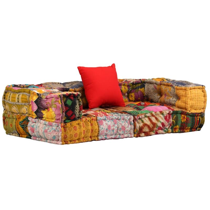 foto del prodotto vidaxl pouf modulare a 2 posti in tessuto patchwork