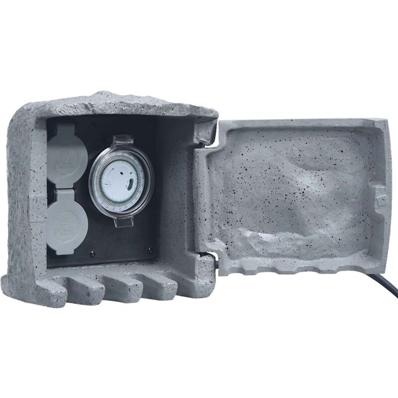 foto del prodotto vidaxl presa da esterno 2 spine con timer in poliresina grigia