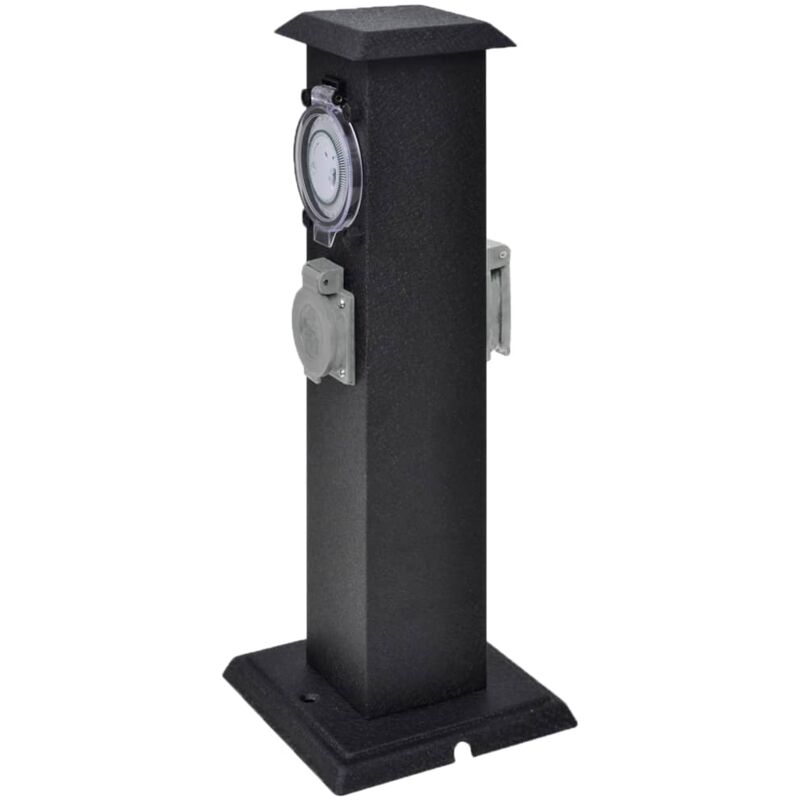 foto del prodotto vidaxl presa elettrica da giardino a pilastro nero con timer