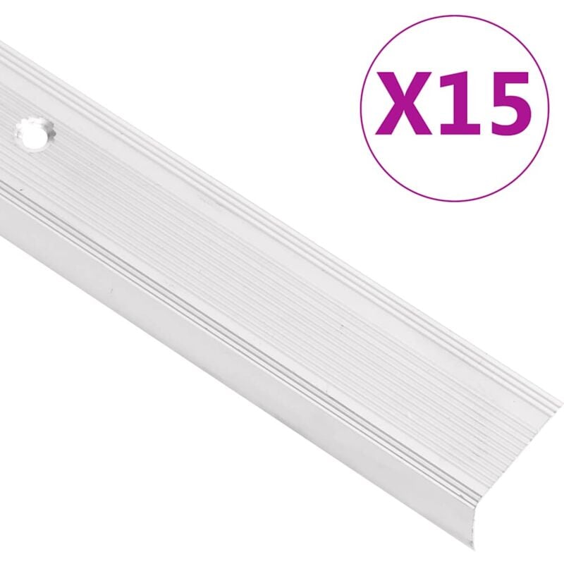 foto del prodotto vidaxl profili a l per gradini 15 pz in alluminio 100 cm argento