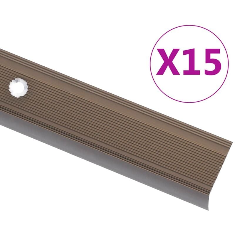 foto del prodotto vidaxl profili a l per gradini 15 pz in alluminio 100 cm marrone