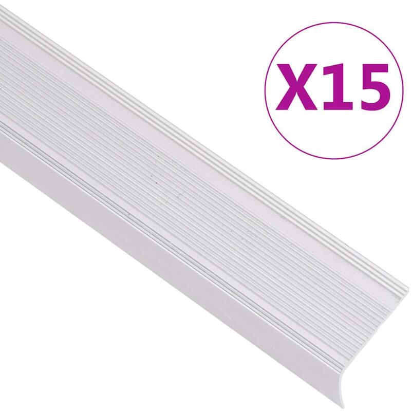 foto del prodotto vidaxl profili a l per gradini 15 pz in alluminio 90 cm argento