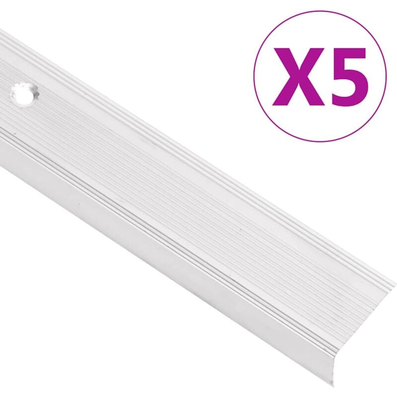 foto del prodotto vidaxl profili a l per gradini 5 pz in alluminio 100 cm argento