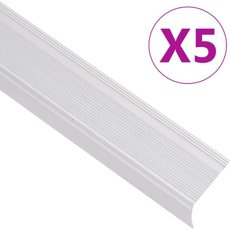 foto del prodotto vidaxl profili a l per gradini 5 pz in alluminio 100 cm argento