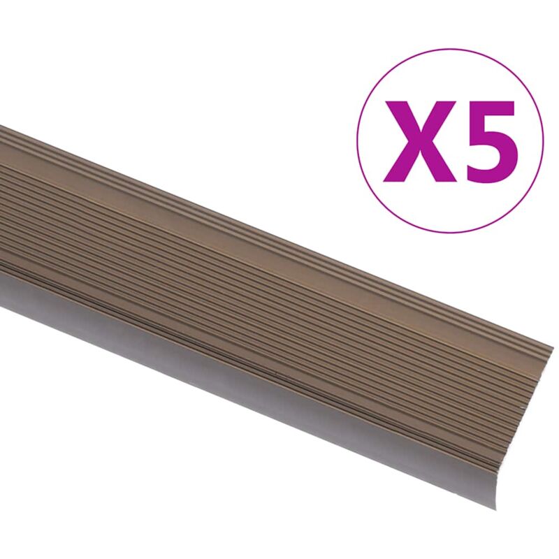 foto del prodotto vidaxl profili a l per gradini 5 pz in alluminio 100 cm marrone