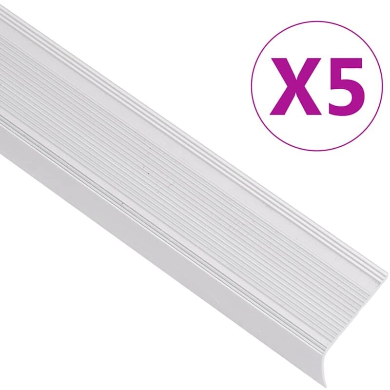 foto del prodotto vidaxl profili a l per gradini 5 pz in alluminio 90 cm argento