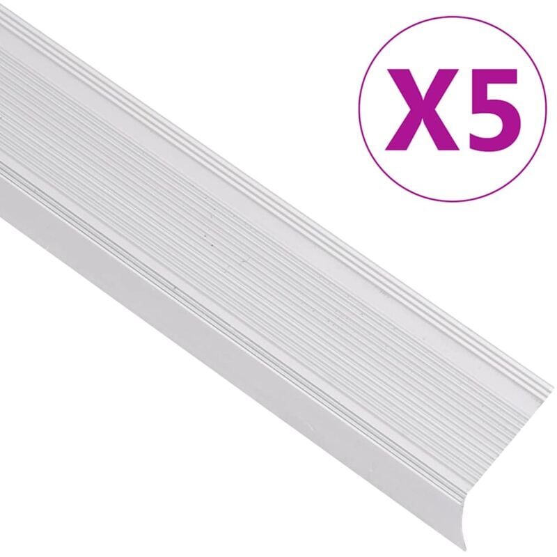 foto del prodotto vidaxl profili a l per gradini 5 pz in alluminio 90 cm argento