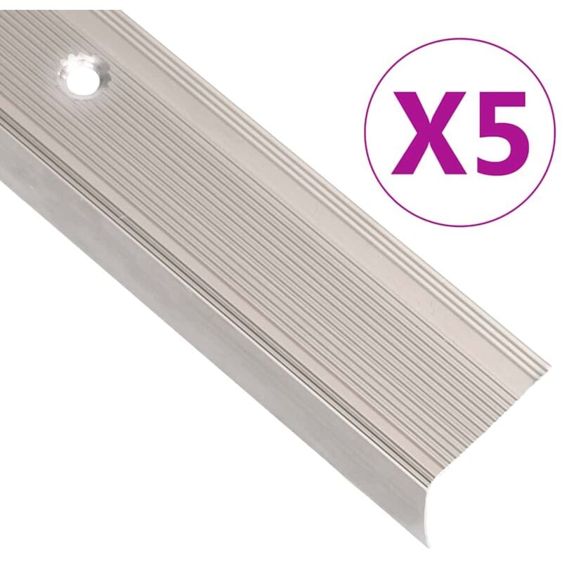 foto del prodotto vidaxl profili a l per gradini 5 pz in alluminio 90 cm champagne