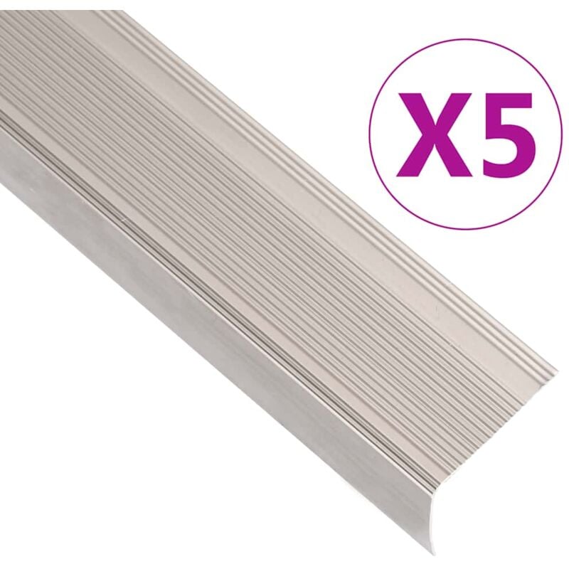 foto del prodotto vidaxl profili a l per gradini 5 pz in alluminio 90 cm champagne