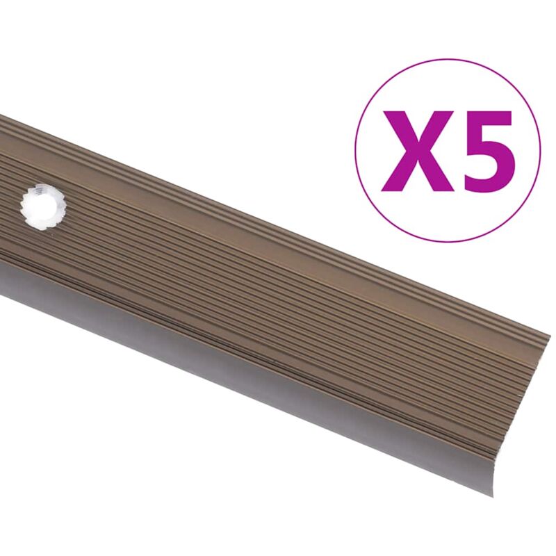 foto del prodotto vidaxl profili a l per gradini 5 pz in alluminio 90 cm marrone