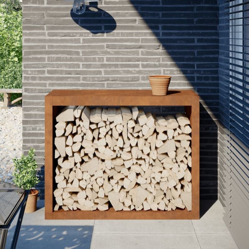 foto del prodotto vidaxl rack per legna da ardere 100x40x80 cm in acciaio corten