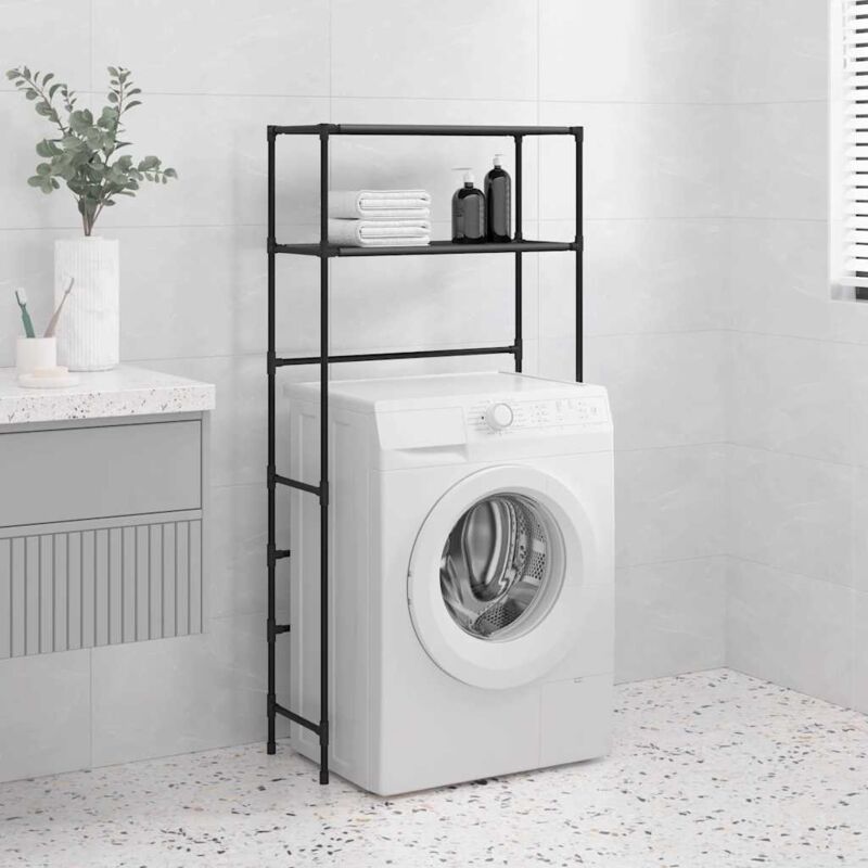 foto del prodotto vidaxl rastrelliera da lavatrice 2 ripiani 69x28x143cm in ferro salvaspazio vari colori colore nero