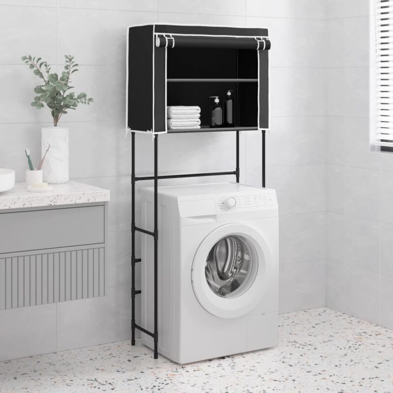 foto del prodotto vidaxl rastrelliera per lavatrice 2 livelli nera 71x29,5x170,5cm ferro