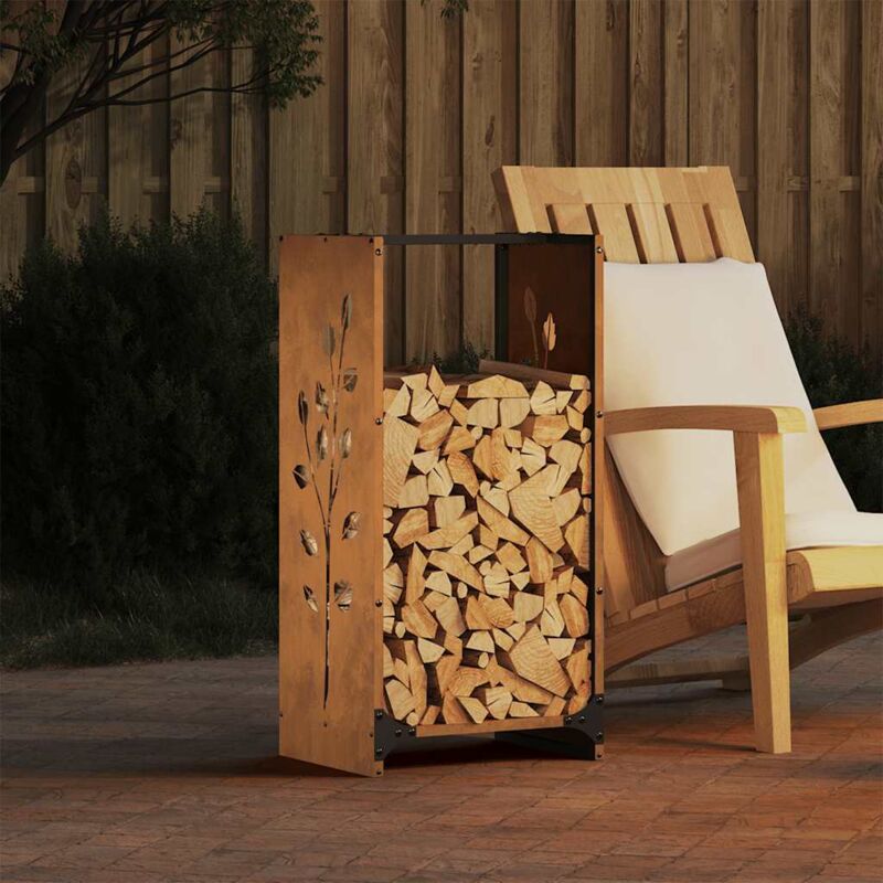 foto del prodotto vidaxl rastrelliera per legna da ardere 40x30x80 cm in acciaio corten