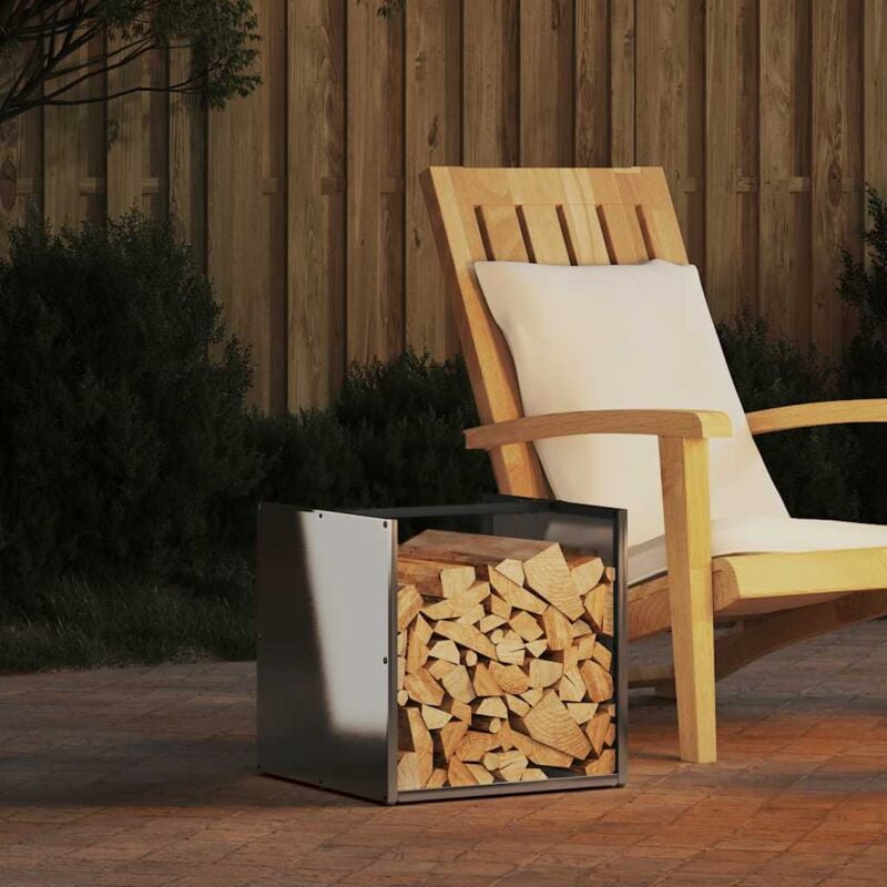 foto del prodotto vidaxl rastrelliera per legna da ardere 40x40x40 cm in acciaio inox