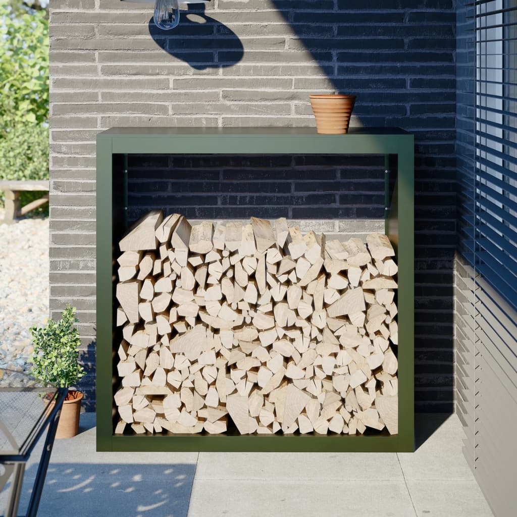 foto del prodotto vidaxl rastrelliera per legna da ardere verde 100x40x100 cm in acciaio