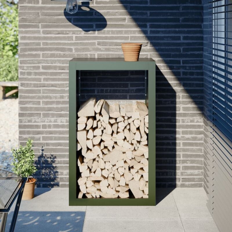 foto del prodotto vidaxl rastrelliera per legna da ardere verde 60x40x100 cm in acciaio