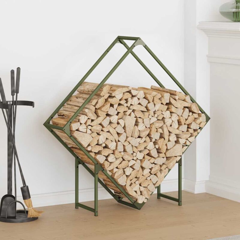 foto del prodotto vidaxl rastrelliera per legna da ardere verde oliva 100x25x100 cm
