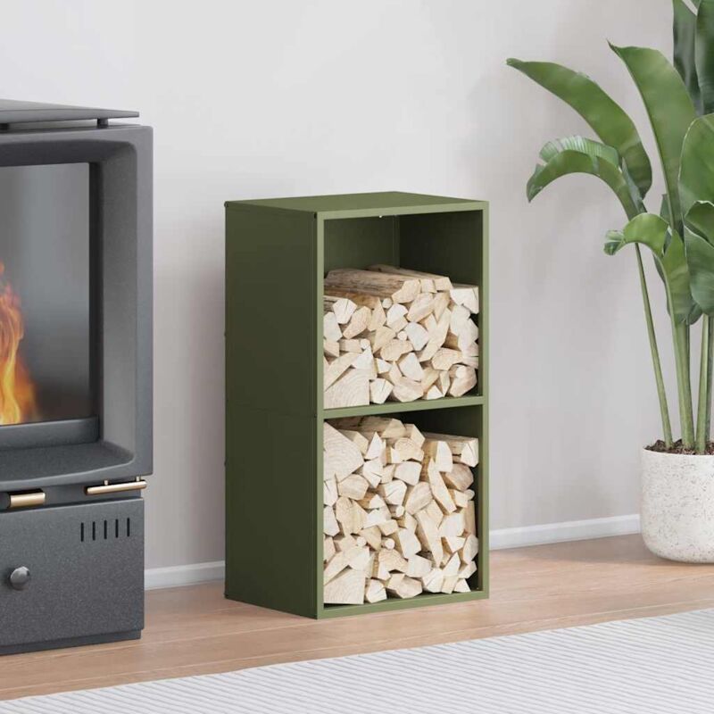 foto del prodotto vidaxl rastrelliera per legna da ardere verde oliva 40x30x75 cm