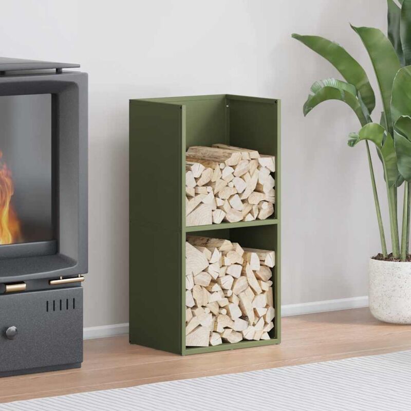 foto del prodotto vidaxl rastrelliera per legna da ardere verde oliva 40x30x80 cm