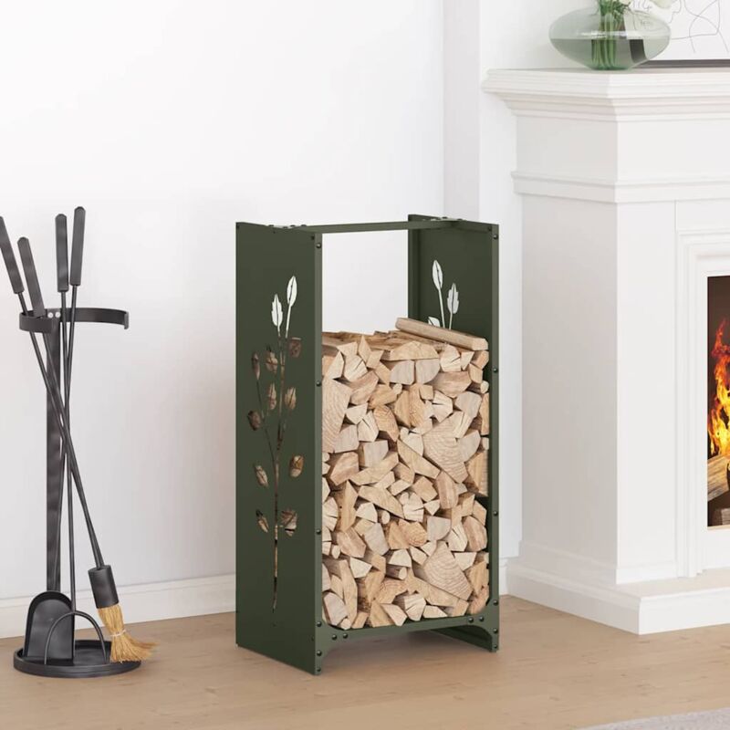 foto del prodotto vidaxl rastrelliera per legna da ardere verde oliva 40x30x80 cm