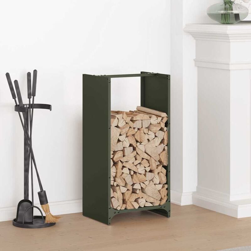 foto del prodotto vidaxl rastrelliera per legna da ardere verde oliva 40x30x80 cm