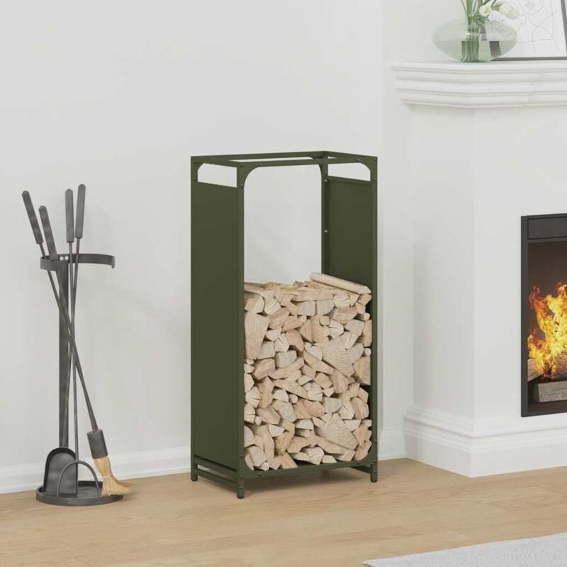 foto del prodotto vidaxl rastrelliera per legna da ardere verde oliva 44x28x90 cm