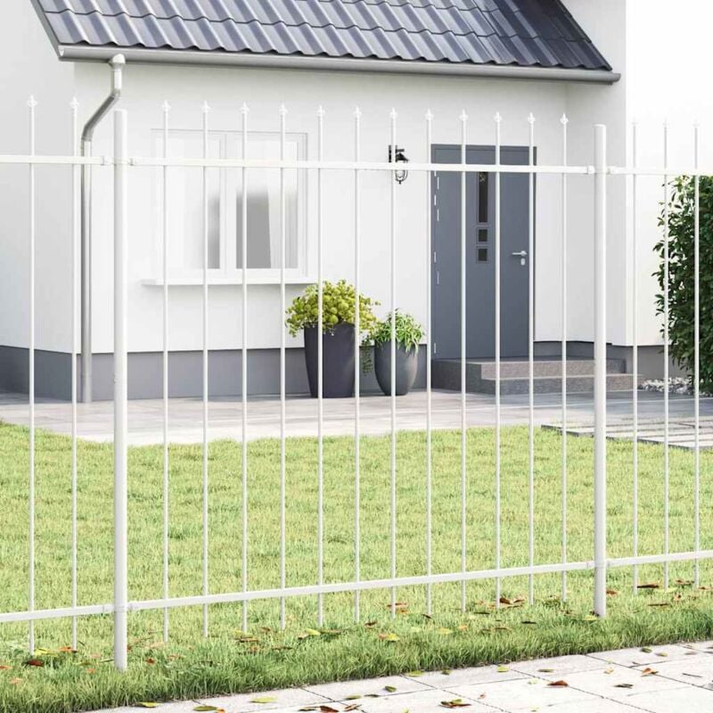 foto del prodotto vidaxl recinto da giardino bianco con punta a lancia 3,4x1,5 m in acciaio