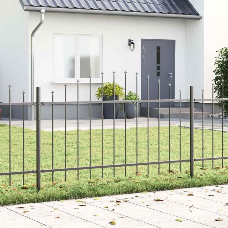 foto del prodotto vidaxl recinto da giardino con parte superiore a cerchio grigio 8,5x1 m in acciaio