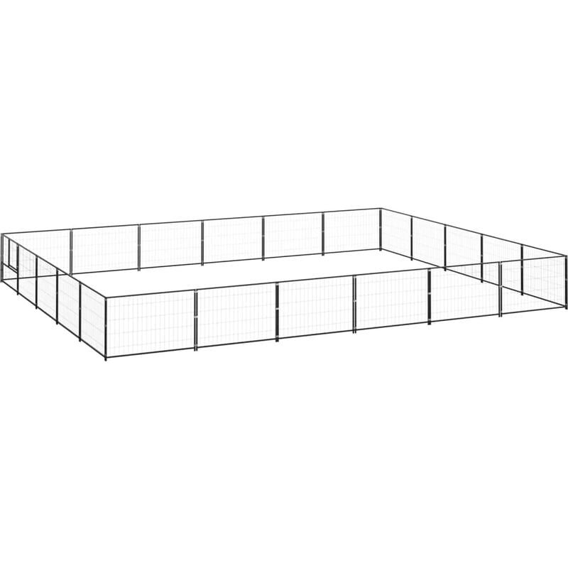 foto del prodotto vidaxl recinto gabbia per cani nera esterno in acciaio resistente varie dimensioni dimensioni 600 x 500 x 70 cm