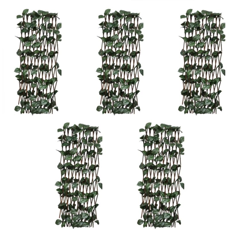 foto del prodotto vidaxl recinto in salice a traliccio 5 pz foglie artificiali 180x30 cm
