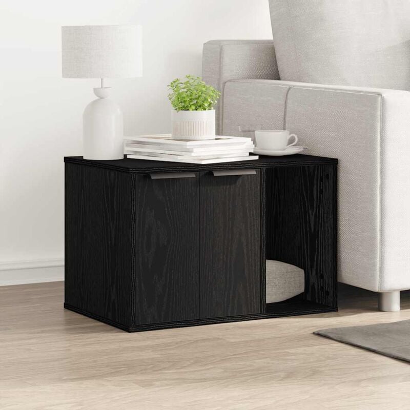 foto del prodotto vidaxl recinto lettiera gatti rovere nero 60x40x40 cm in truciolato
