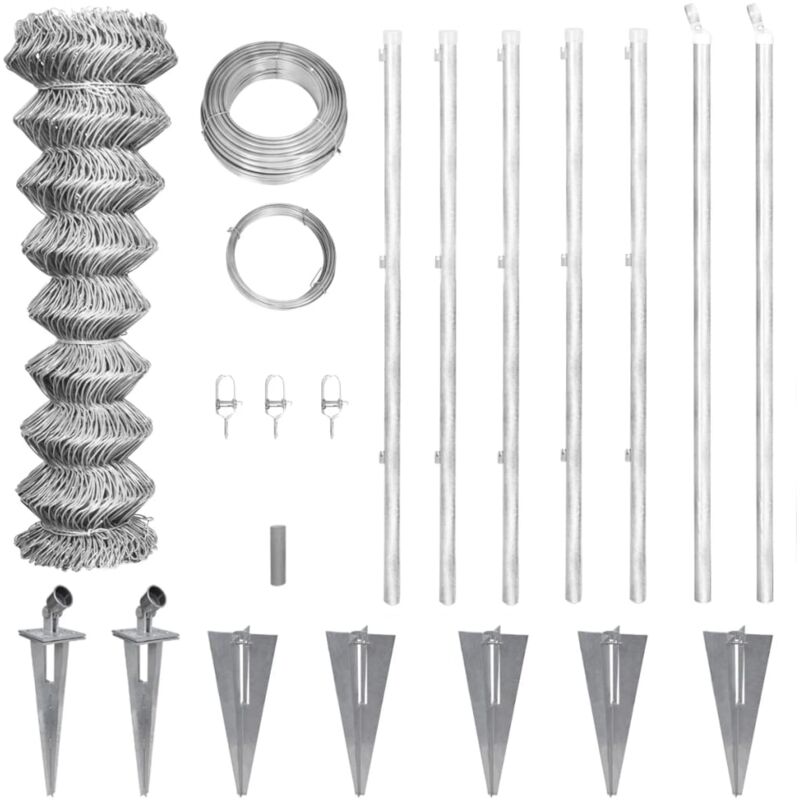 foto del prodotto vidaxl recinzione a rete con pali e spuntoni acciaio zincato 15x1,5 m