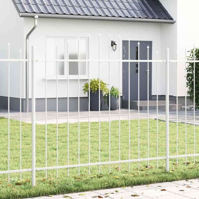 foto del prodotto vidaxl recinzione da giardino con cima ad arco bianca 6,8x1,5 m in acciaio