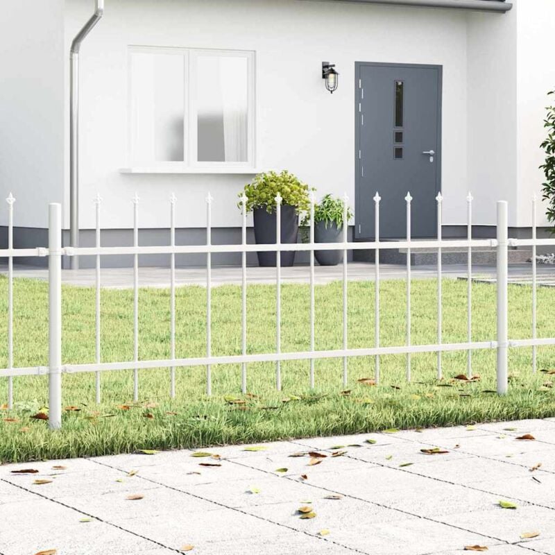 foto del prodotto vidaxl recinzione da giardino con punta a lancia bianca 3,4x0,6 m in acciaio