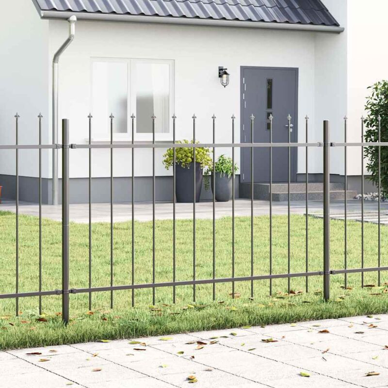 foto del prodotto vidaxl recinzione da giardino con punta a lancia grigia 1,7x0,8 m in acciaio