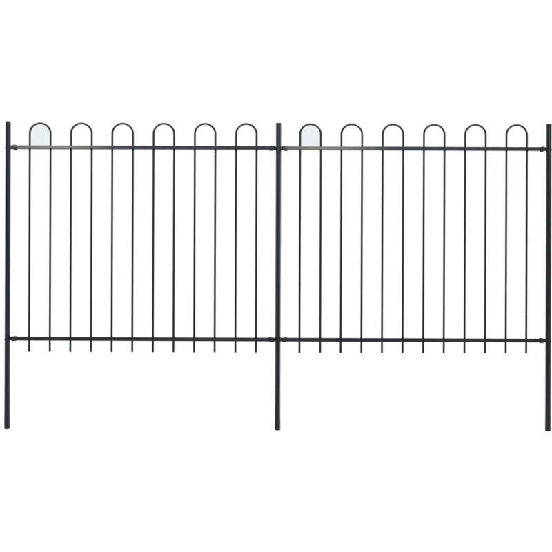 foto del prodotto vidaxl recinzione da giardino con punta tonda acciaio 3,4x1,5 m nera 250940