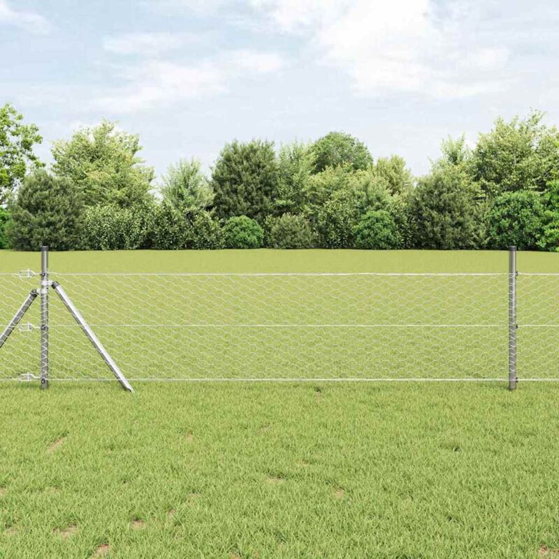 foto del prodotto vidaxl recinzione esagonale argento 0.5 x 50 m acciaio zincato