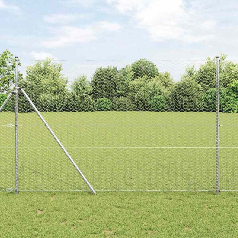 foto del prodotto vidaxl recinzione esagonale argento 1.5 x 10 m acciaio zincato