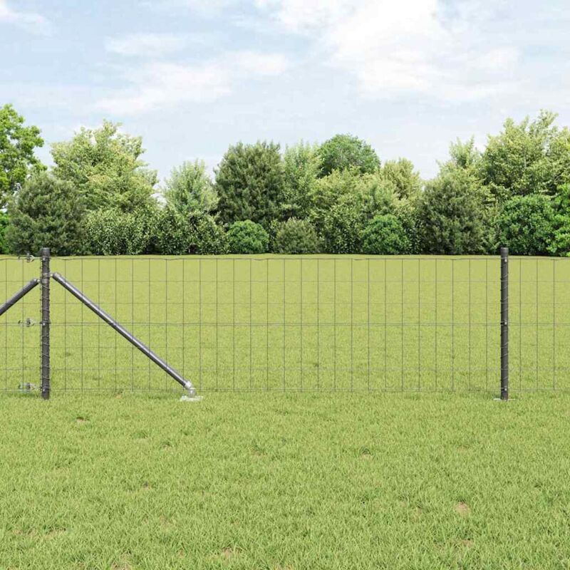foto del prodotto vidaxl recinzione euro con 13 pali a punta 0.6x25 m in acciaio zincato grigio