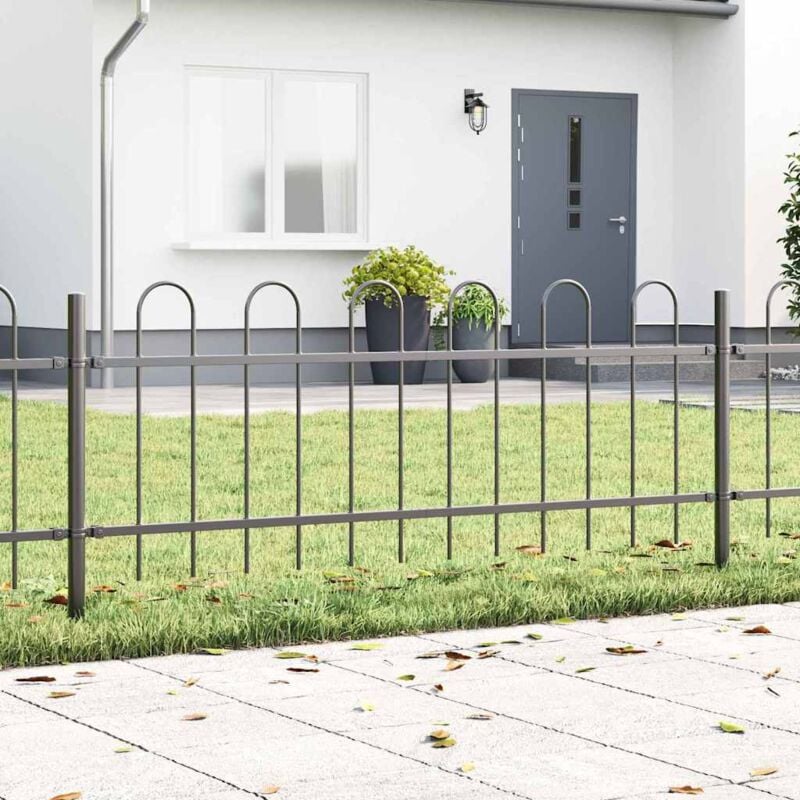 foto del prodotto vidaxl recinzione giardino grigio con arco superiore, 1.7 x 0.6 m, in acciaio