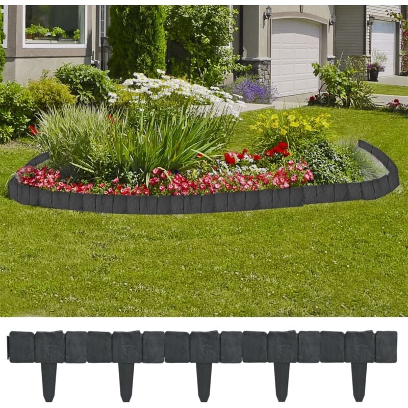 foto del prodotto vidaxl recinzione giardino prato in plastica 41 pz aspetto pietra 10 m