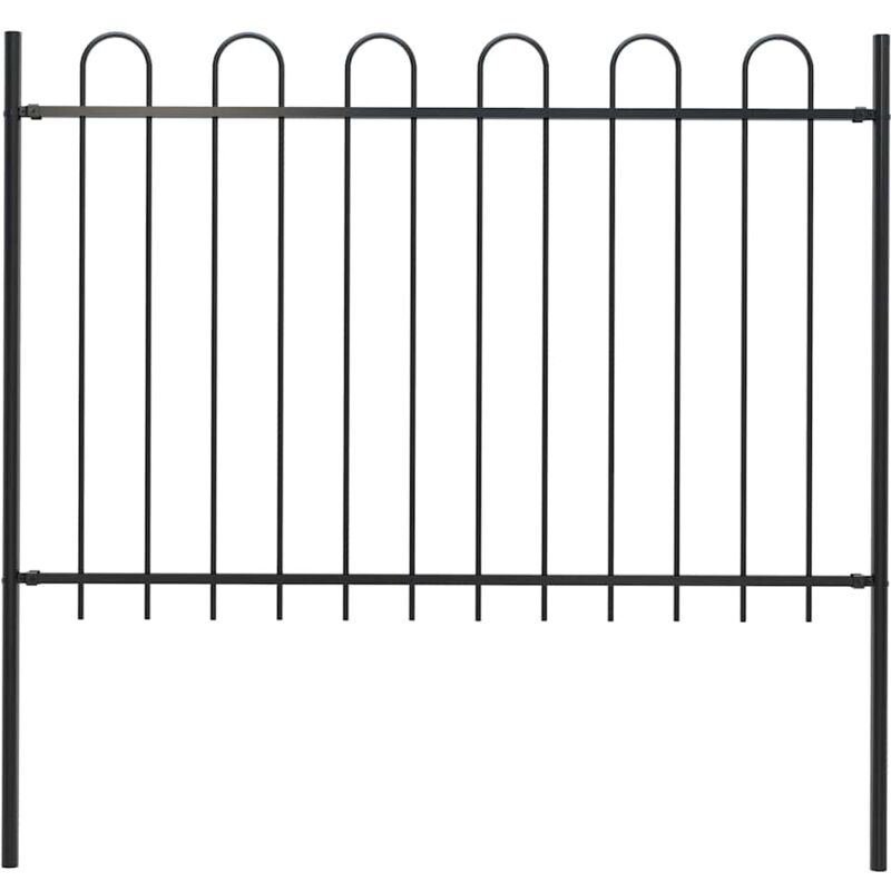 foto del prodotto vidaxl recinzione giardino punta tonda in acciaio nero h 1.2 m varie dimensioni dimensioni 1.7 x 1.2 m
