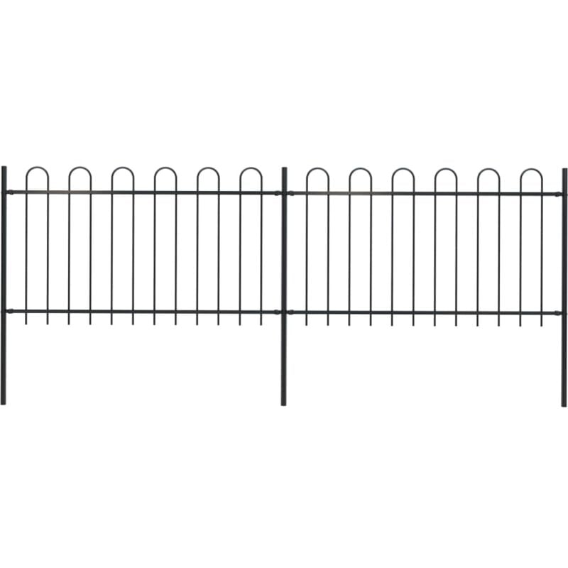 foto del prodotto vidaxl recinzione giardino punta tonda in acciaio nero h 1 m varie dimensioni dimensioni 3.4 x 1 m