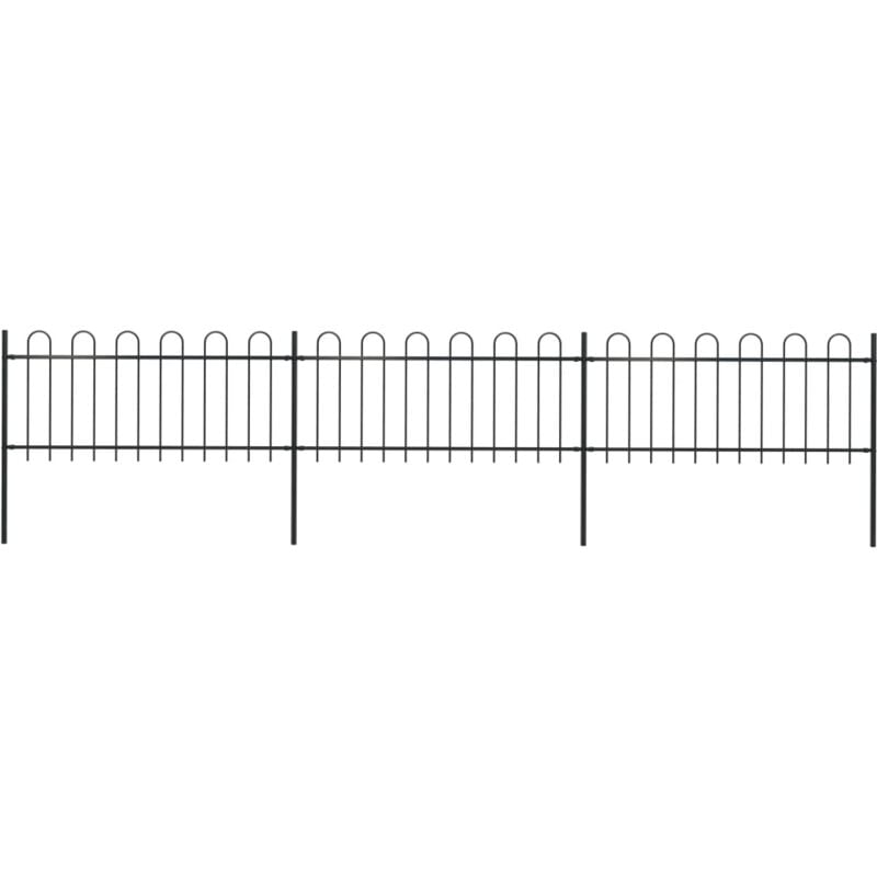 foto del prodotto vidaxl recinzione giardino punta tonda in acciaio nero h 80 cm varie dimensioni dimensioni 5.1 x 0.8 m
