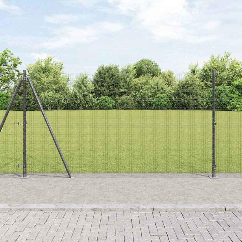 foto del prodotto vidaxl recinzione in filo saldato con 13 pali flangiati grigio 1,2x25 m acciaio