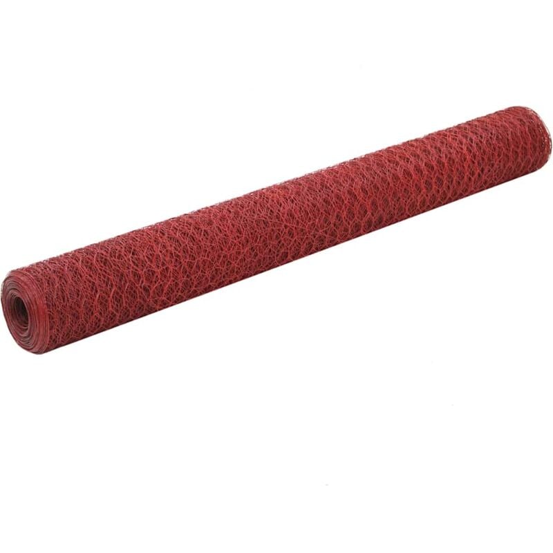 foto del prodotto vidaxl recinzione in rete per pollaio in acciaio e pvc 25x1,2 m rossa