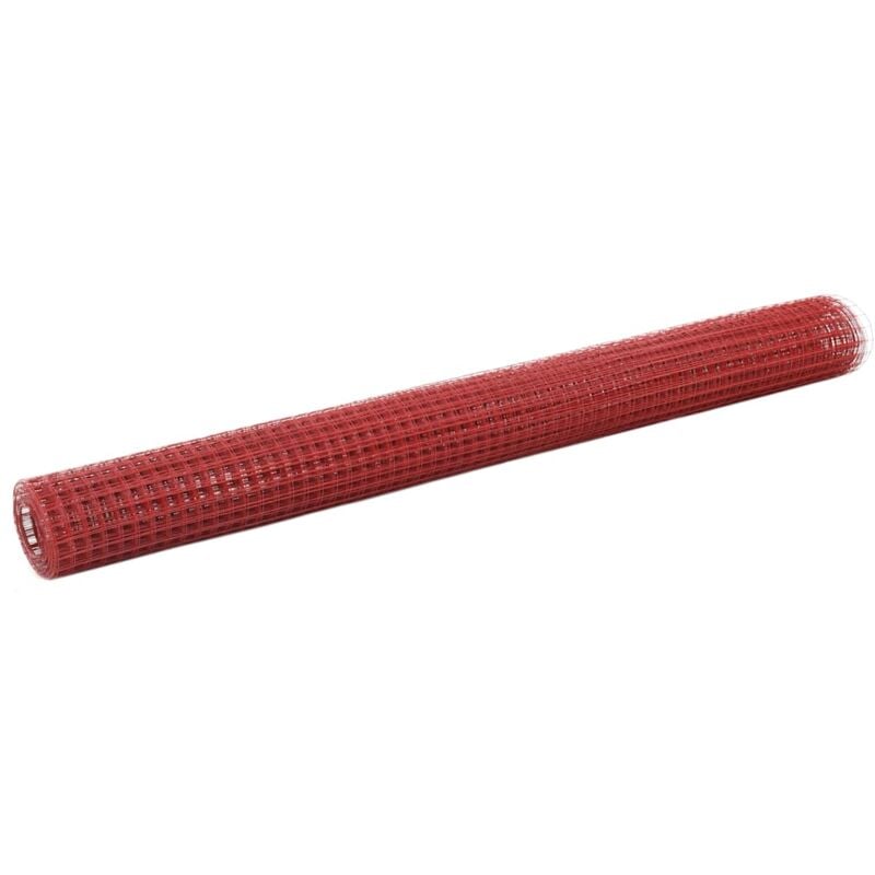 foto del prodotto vidaxl recinzione in rete per pollaio in acciaio e pvc 25x1,5 m rossa