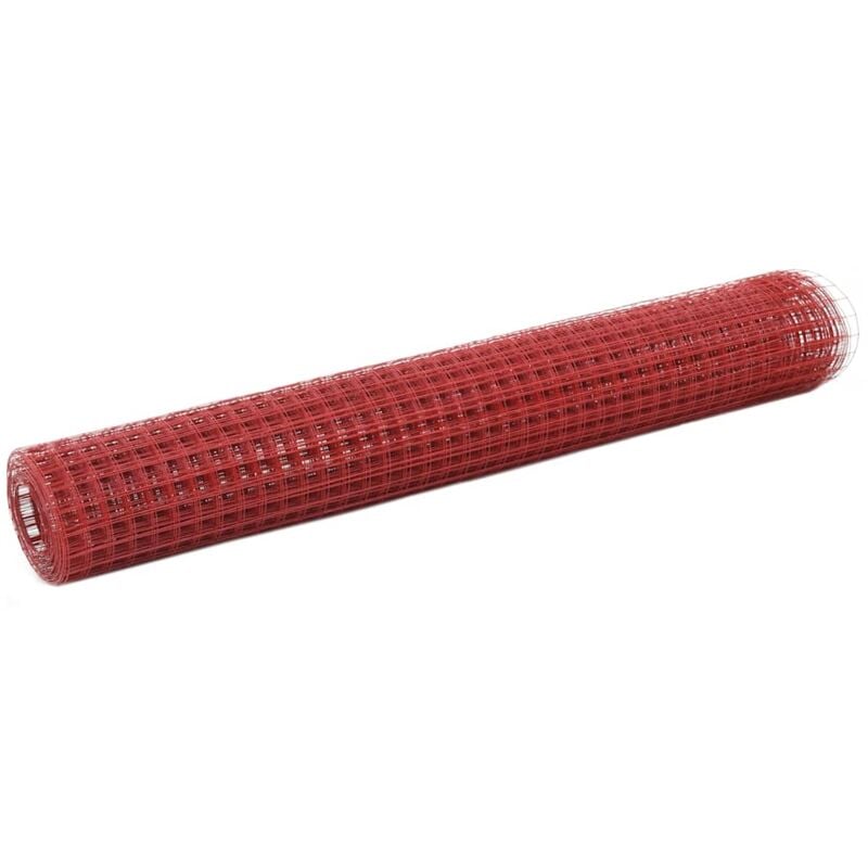 foto del prodotto vidaxl recinzione in rete per pollaio in acciaio e pvc 25x1 m rossa